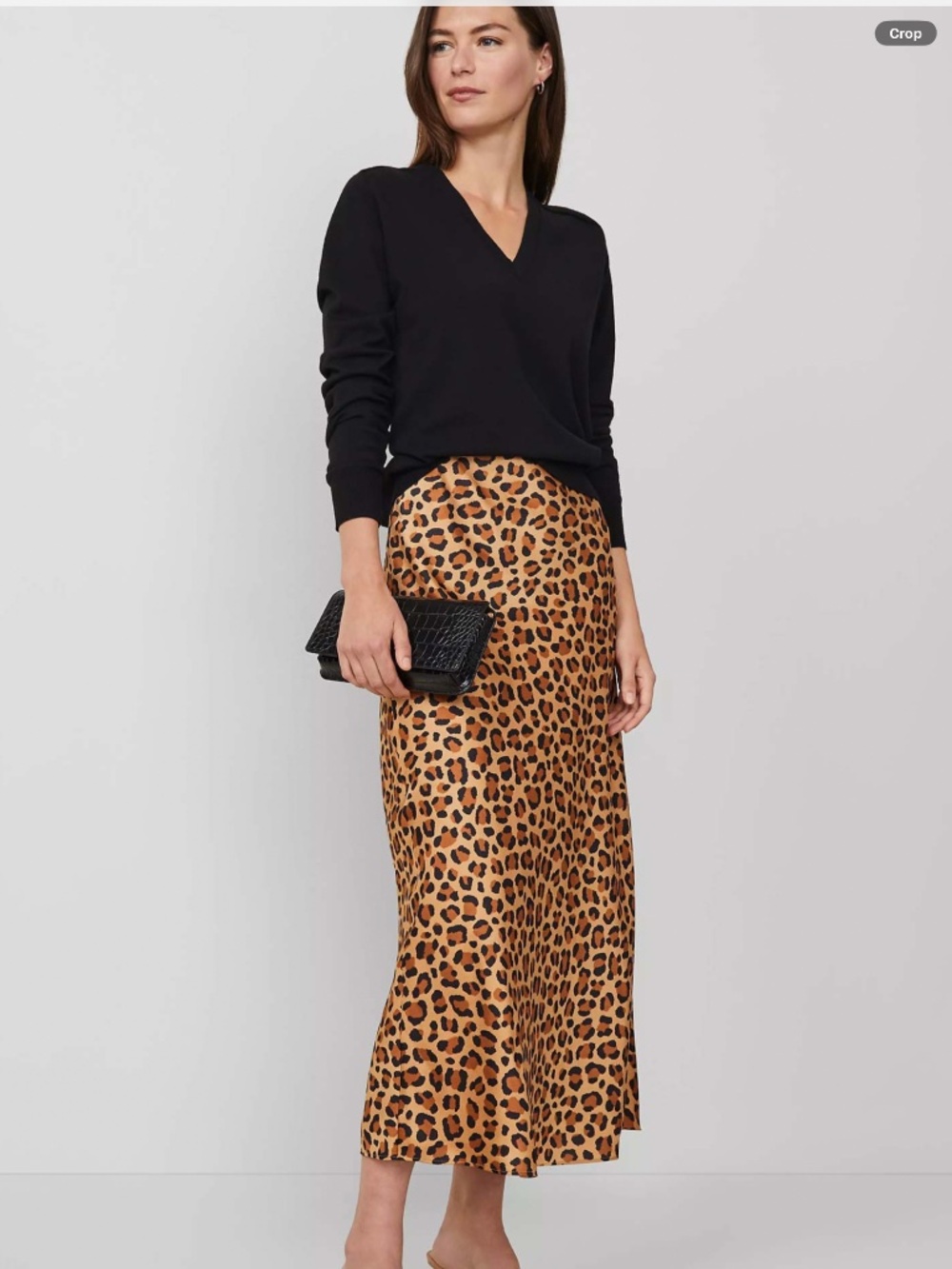 Ann Taylor Animal Print Satin Bias Slip Skirt XS
